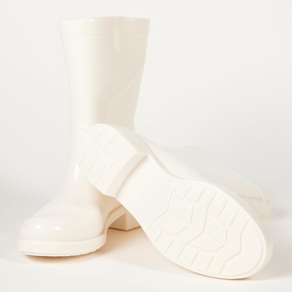 Women's White Round Toe Stella Mid Shaft Imported Pvc Pull On Solid Rain Boots - Picture 4 of 7